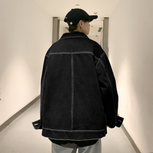 港风 秋季新款男牛仔夹克翻领宽松休闲大码外套 7002图片