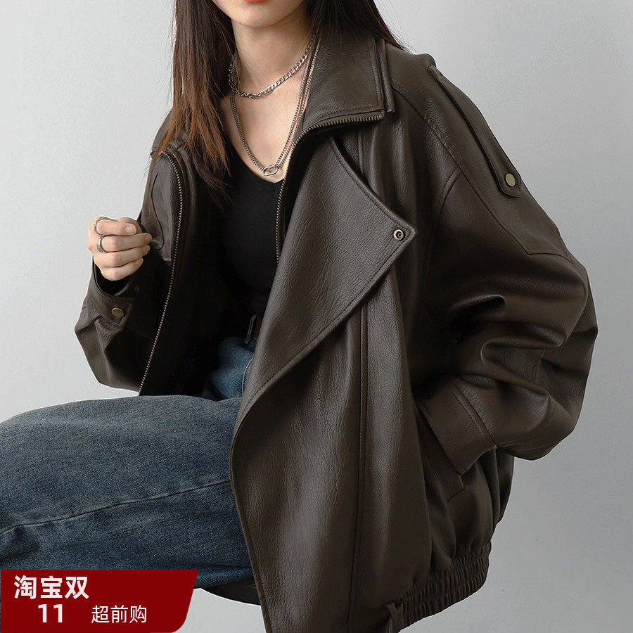 宽松简约夹克皮衣外套