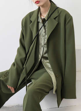 2026春季新款重工气质双门襟西装外套女宽松休闲高级设计感小西服