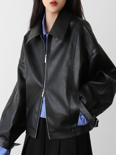 皮夹克外套女短款2025秋季新款复古中性风酷感长袖机车PU皮衣上衣