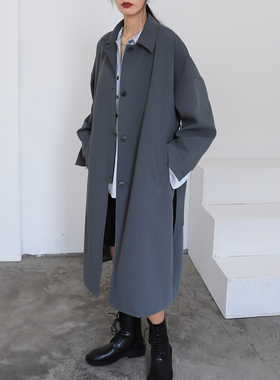 CHICCLO 原创休闲宽松系带收腰风衣外套女秋季新品气质中长款大衣