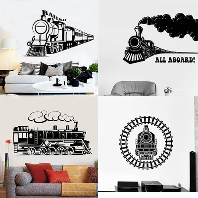 蒸汽式古董火车贴画宿舍复古装饰