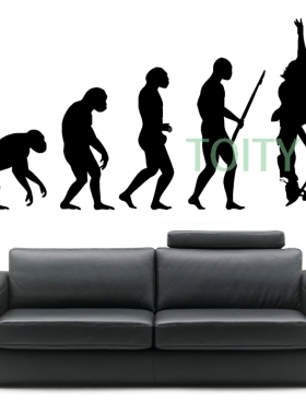 6款猿人进化与运动墙贴Evolution自行车贴画男生宿舍卧室装饰贴纸