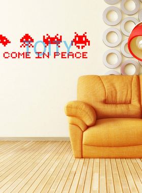 经典怀旧游戏太空侵入者贴画像素风 SPACE INVADERS 贴纸