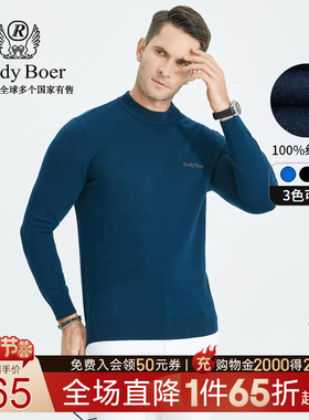 Raidy Boer/雷迪波尔秋冬季男士潮流烫钻羊毛半高领针织毛衣 5038