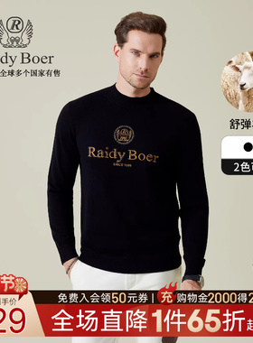 【舒弹羊毛】Raidy Boer/雷迪波尔2025秋男烫钻刺绣针织毛衣5061