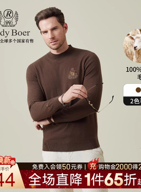 【100%绵羊毛】Raidy Boer/雷迪波尔2025秋男刺绣毛衣羊毛衫5058