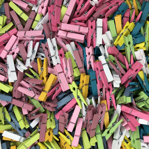 diy创意彩色明信片配件木夹子