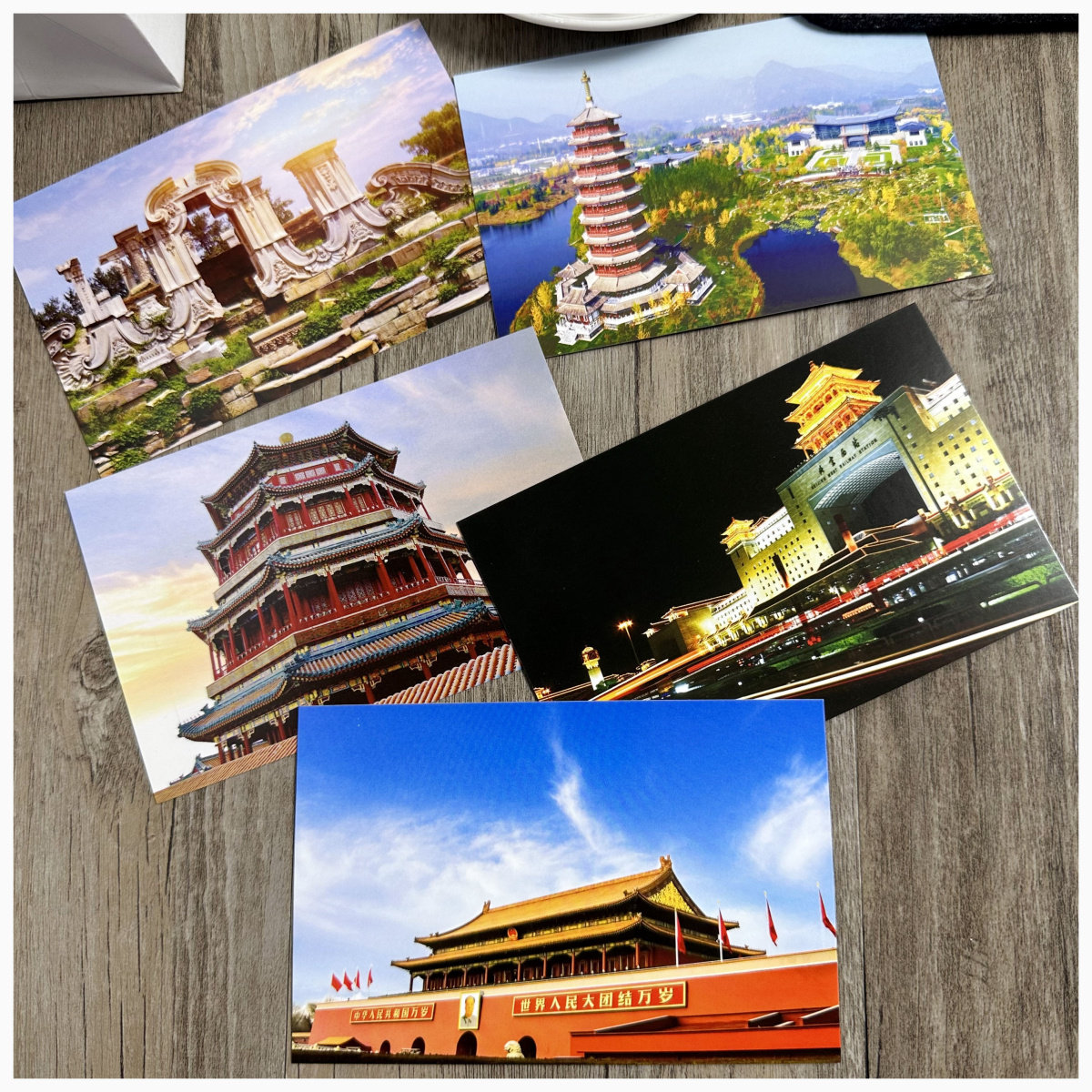 城市旅游风景明信片北京打卡景点卡片长城天安门天坛水立方鸟巢等