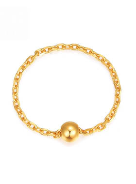 18k转运珠戒指金珠链条指环路路通O链细戒k金豆豆女尾戒