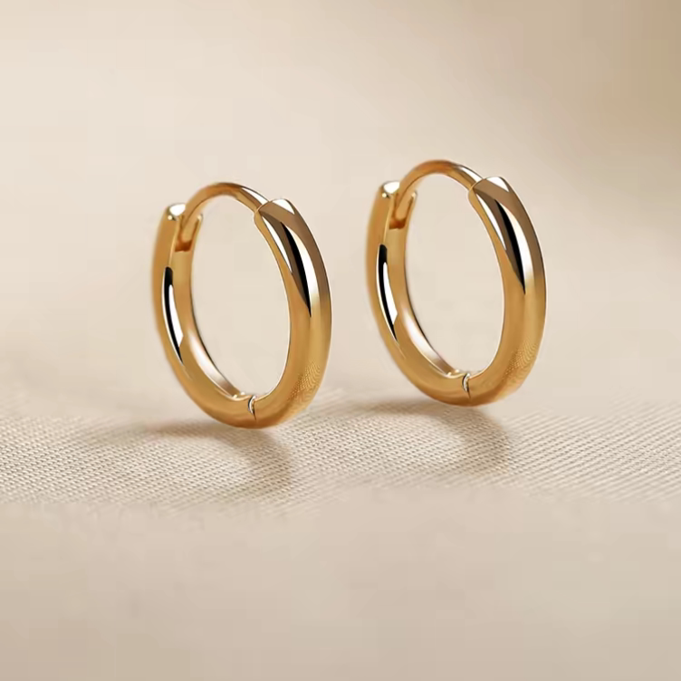 18K金耳环AU750正品耳钉彩金耳扣玫瑰金耳圈生日礼物送女友耳饰女