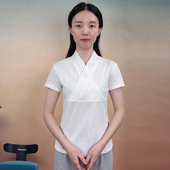里衣内衬对襟半袖 交领汉服内搭上衣女白色中衣改良短袖 打底衫 夏