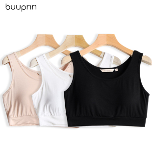内衣短 带胸垫半背心女秋内搭免穿文胸半截抹胸胸罩莫代尔白背心式