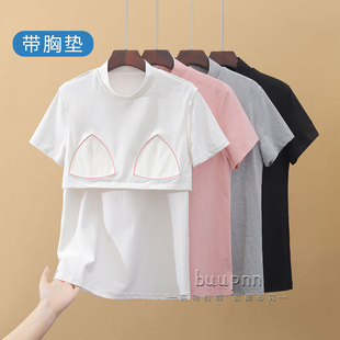 中领带胸垫短袖 纯色 t恤女半高领护颈遮颈纹伤疤内搭打底衫