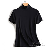 半高领护颈短袖 打底衫 女立领内搭打底遮颈纹上衣