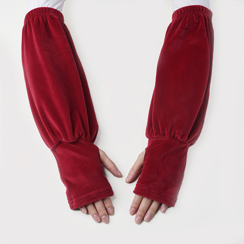 金丝绒袖套手套一体羽绒服防寒