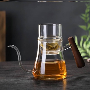 茶壶懒人泡茶器高硼硅玻璃家用过滤花红茶冲茶器透明茶水分离茶具