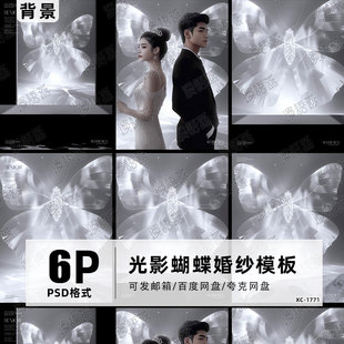 薇拉室内高级感光影水晶蝴蝶婚纱照素材影楼PS后期修图合层素材