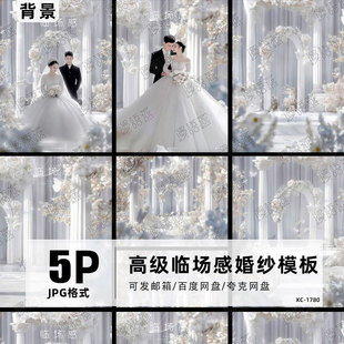 薇拉现场临场感罗马柱花朵婚纱照摄影像素蛋糕PS修图素材模板