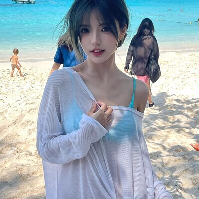 海边沙滩比基尼泳衣罩衫女款可下水泡温泉游泳外搭网纱薄款防晒衣