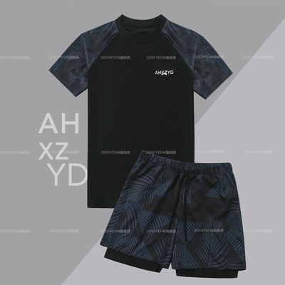 泳衣男大童初中生分体2025新款儿童游泳衣青少年防尴尬泳裤套装