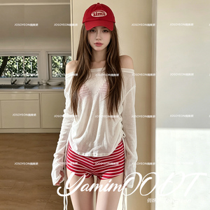 夏季纯欲风性感泳衣女分体三件套长袖罩衫显瘦海边度假泡温泉泳装