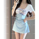 分体泳衣两件套少女保守游泳衣女款 裙式 2026天蓝可爱猫咪短袖 新款