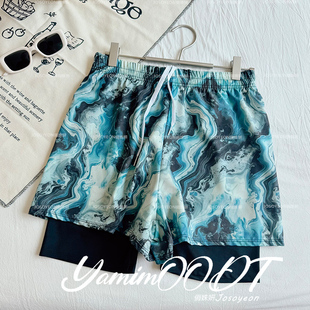 双层防尴尬青少年沙滩游泳泡温泉平角宽松海边度假 男士 新款 泳裤