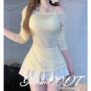 纯欲少女分体泳衣四件套长袖 显瘦蓬蓬裙温泉海边度假比基尼夏 罩衫