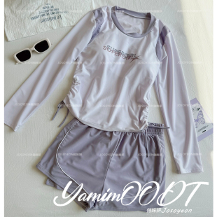 2026新款 儿童泳衣女初中生大童分体游泳衣青少年保守带胸垫游泳装