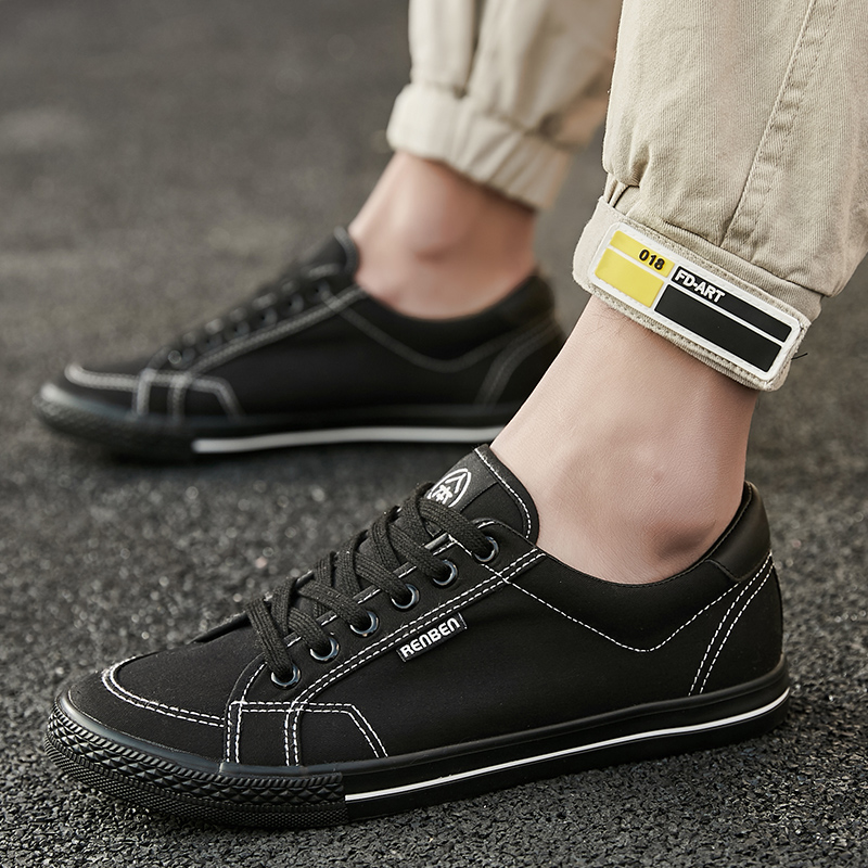 人本男鞋帆布鞋男2025新款春季男士百搭休闲布鞋男款轻便透气鞋子