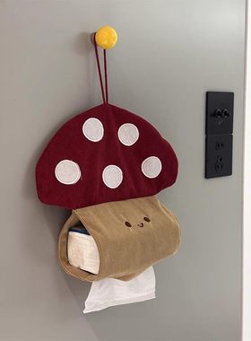蘑菇造型纸巾盒壁挂式布艺3D立体家居装饰车载纸巾盒挂式纸巾套