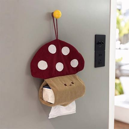 蘑菇造型纸巾盒壁挂式布艺3D立体家居装饰车载纸巾盒挂式纸巾套