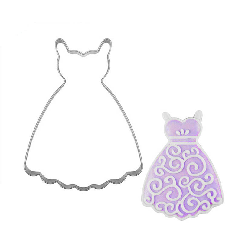 女生泡泡裙饼时尚主题婚礼手工喜饼模具裙子不锈钢切模糖霜饼干模
