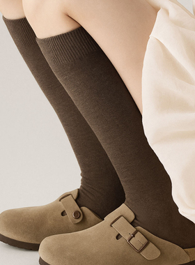 咖色小腿袜子女款秋冬季2025新款美拉德长筒袜瘦腿压力袜配勃肯鞋