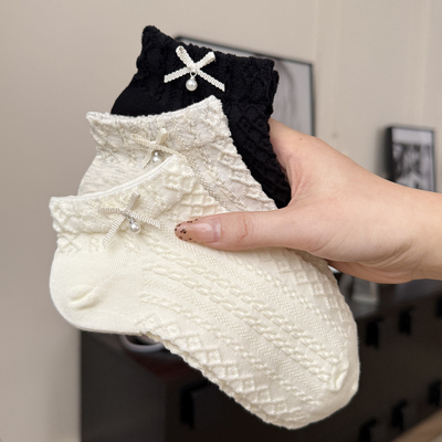 甜妹蝴蝶结小短袜，百搭奶呼呼