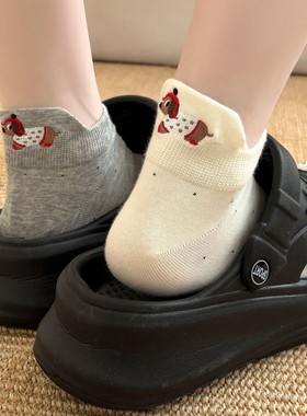 袜子女短袜纯棉低帮夏薄款艺术生护耳短筒袜白色2026新款爆款短款