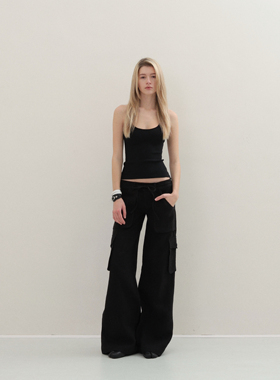 FOT2026春夏 320g水洗重磅100%亚麻面料纯低腰宽松工装裤长裤多色