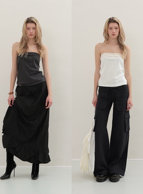 FOT2026春夏  米白和炭灰 蕾丝花边舒适好穿抹胸上衣 棉感柔软