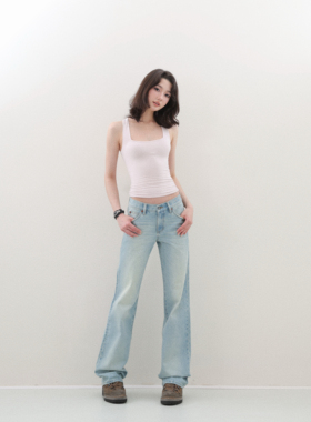 FOT2026 直筒中高腰宽松休闲美产cone面料 干净水洗怀旧蓝牛仔裤