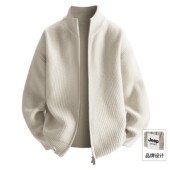 JEEP 秋冬宽松休闲立领毛衣外套 男款 SPIRIT美式 双拉链针织开衫