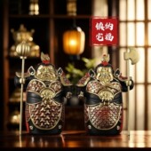 创意门神摆件护宅哼哈二将新中式 家居装 饰品客厅玄关电视柜书房