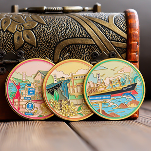威海公园布鲁威斯号刘公岛猫头山火炬八街纪念币旅游文创礼品