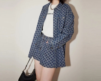 包邮仿佛正品休闲薄款老花牛仔短外套女设计感商场同款FC00442P4