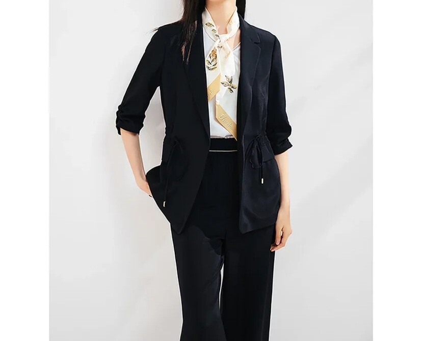 珂思正品桑蚕丝春夏款简约通勤款OL西服外套优雅商务风EA00968W0