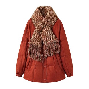 菀草壹专柜国内代购 复古铁锈红鸭绒服收腰羽绒服外套Y03311559