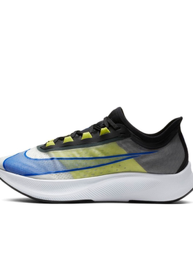 狐狸体育 耐克Nike Zoom Fly 3 黑蓝黄回弹低帮跑步鞋 AT8240-104