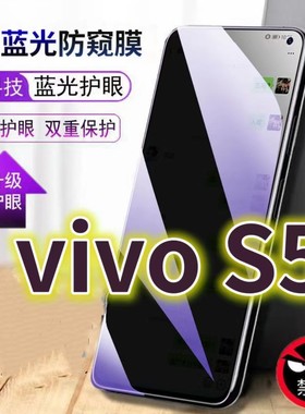 适用vivos5蓝光防窥膜V1932A黑边钢化膜S5手机膜防偷窥看V1932T抗兰光全屏防摔护眼保护膜高清防爆防盗隐私玻