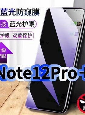 适用红米Note12Pro+防偷窥护眼蓝光钢化膜RedmiNote12黑边手机膜防偷看隐私防窥膜5G全屏防摔爆保护高清贴膜