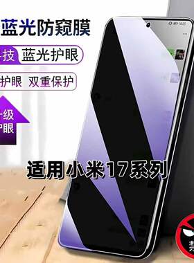 适用小米17抗蓝光防偷窥XiaoMi钢化膜Mi17Pro手机膜小米17ProMax黑边超清膜小米17超声波解锁玻璃贴膜5G